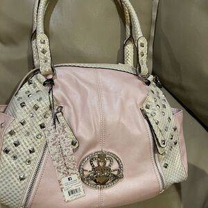 Kathy Van Zeeland Pink and Cream Satchel with Tag